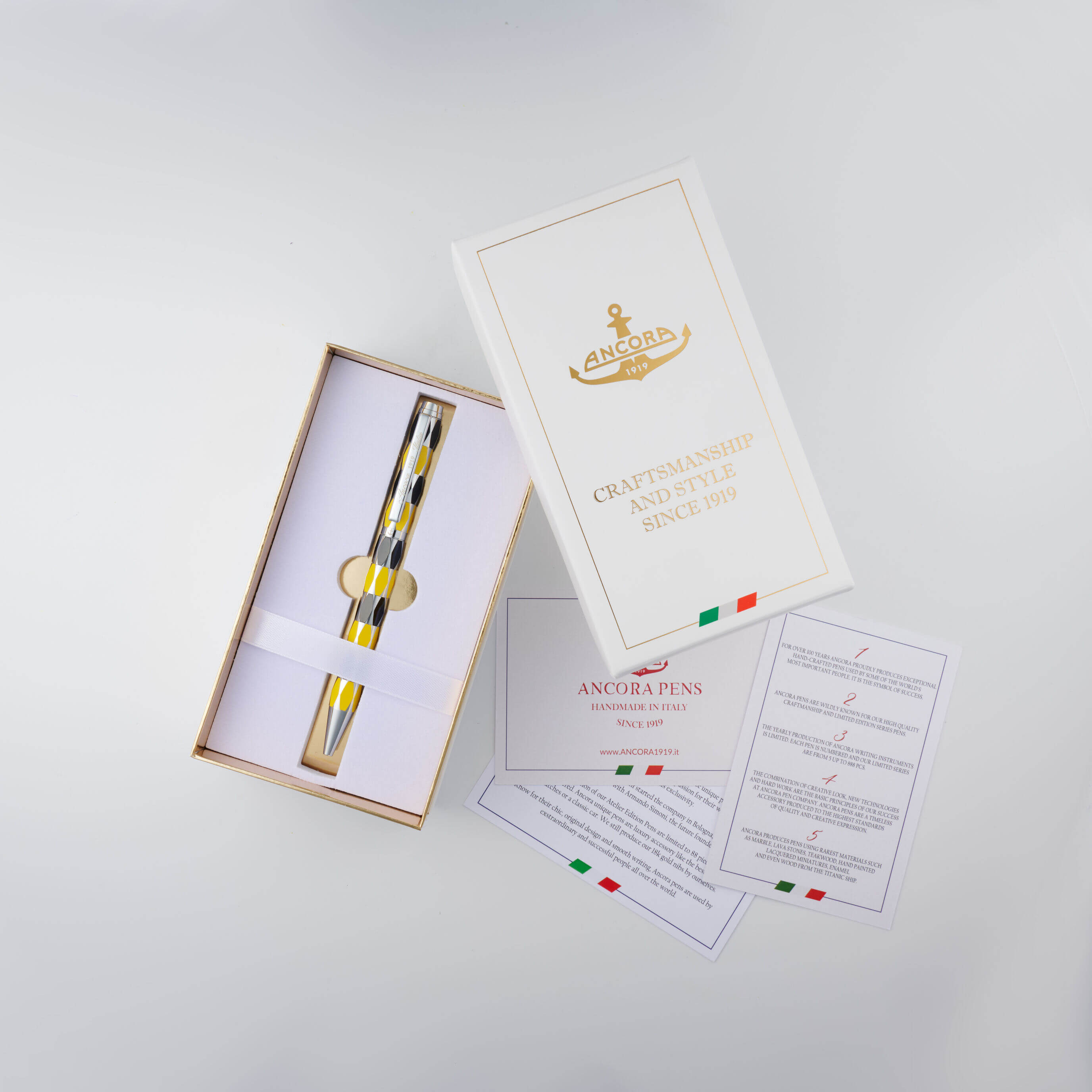 Ancora Masquerade Yellow Limited Edition Pen of 88 Enamel Luxury Rollerball